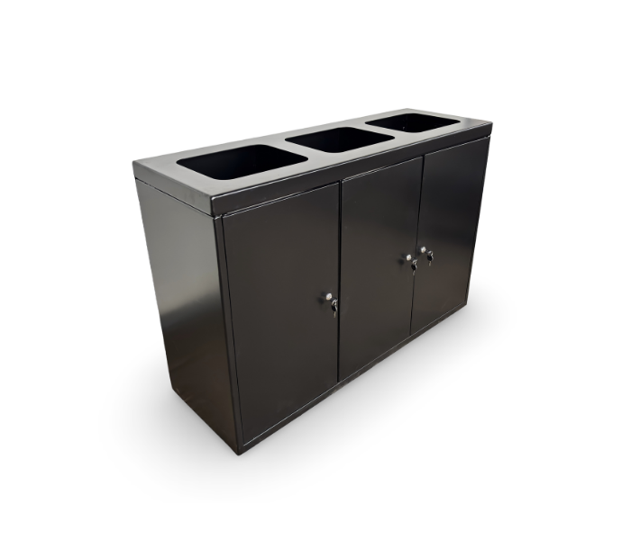 Cos de gunoi selectiv metalic – 3 compartimente