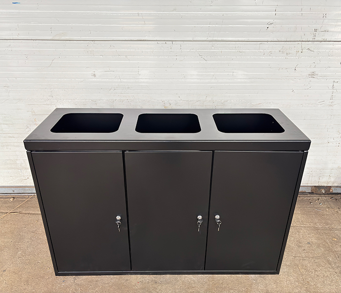 Cos de gunoi selectiv metalic – 3 compartimente - imagine 2